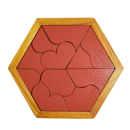 Hexagonal Wooden Geometric Shape Jigsaw Puzzles Chess Game Board Montessori Toys Brain Teaser Educational Intelligence Toys Taj Home Store