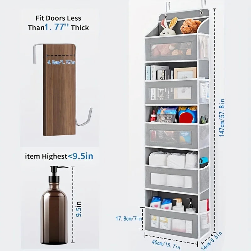 5-Shelf Hanging Storage Organizer - Behind Door, Anti-Tilt, 5 Large Capacity Pockets, Suitable for Bedroom, Bathroom Taj Home Store