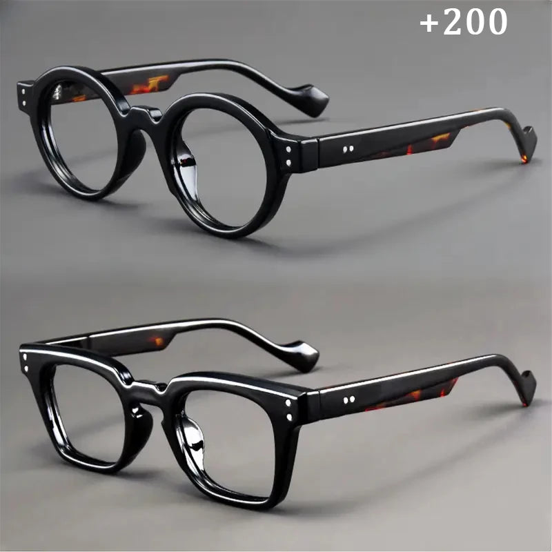 A set of 2 vintage round and square reading glasses, suitable for both men and women, designed to assist with presbyopia Taj Home Store