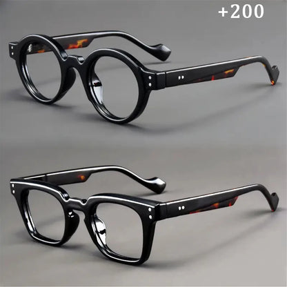 A set of 2 vintage round and square reading glasses, suitable for both men and women, designed to assist with presbyopia Taj Home Store