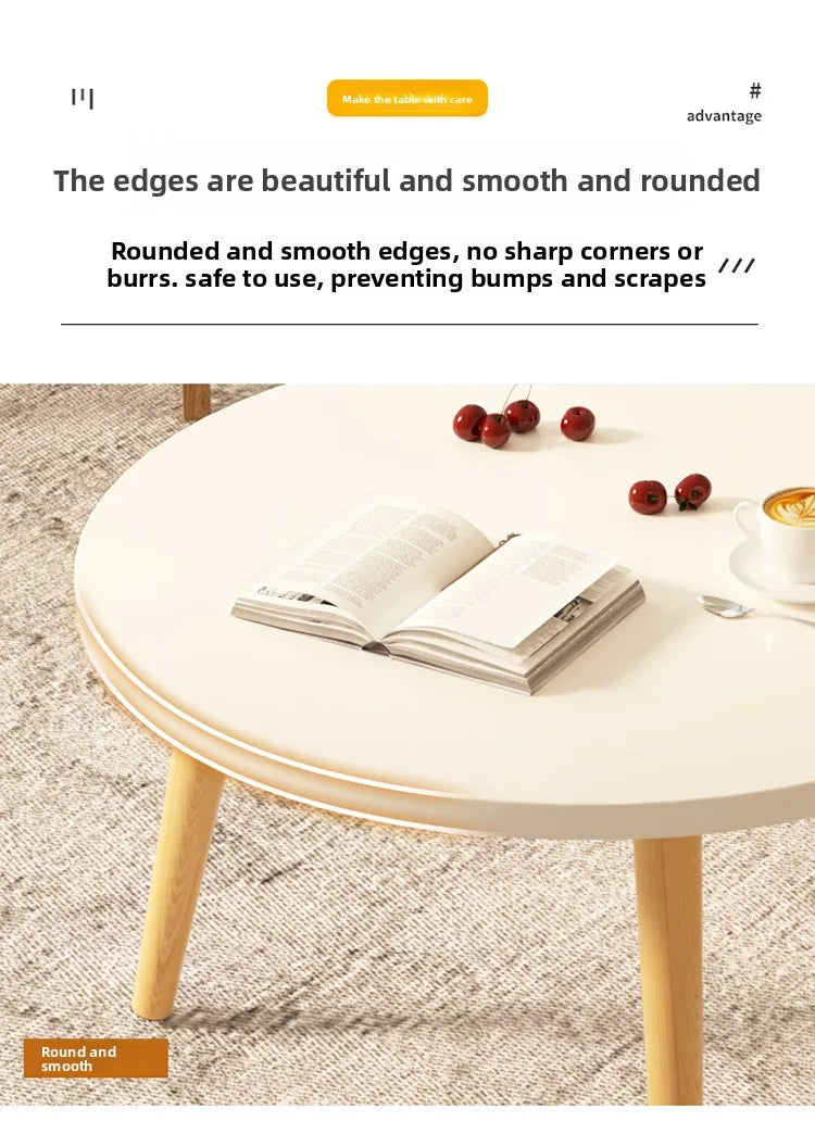Small Table, Bedroom, Light Luxury Table, Modern Coffee Table, Living Room, Simple Small Round Table, Solid Wood Taj Home Store