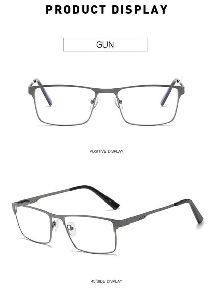 Men Square Metal Large Frame Myopia Glasses Spring Leg Elderly Near Sight Eyewear Blue Light Blocking Eye Protection Eyeglasses Taj Home Store