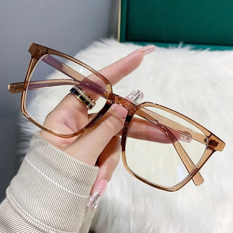 Myopia Glasses, Stylish Retro Square Style For Both Men And Women, Trendy For Students, Plain Face Makeup Style.15951 Taj Home Store