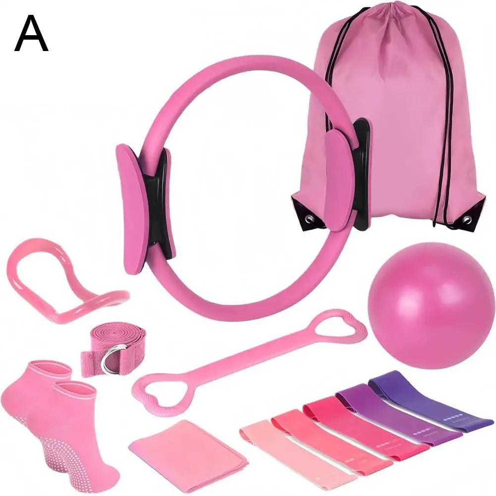 Pilates Ring Set 13 Pcs - Home Gym Equipment for Strength Training, Toning &amp; Stretching incl. Yoga Accessories - All Levels Taj Home Store