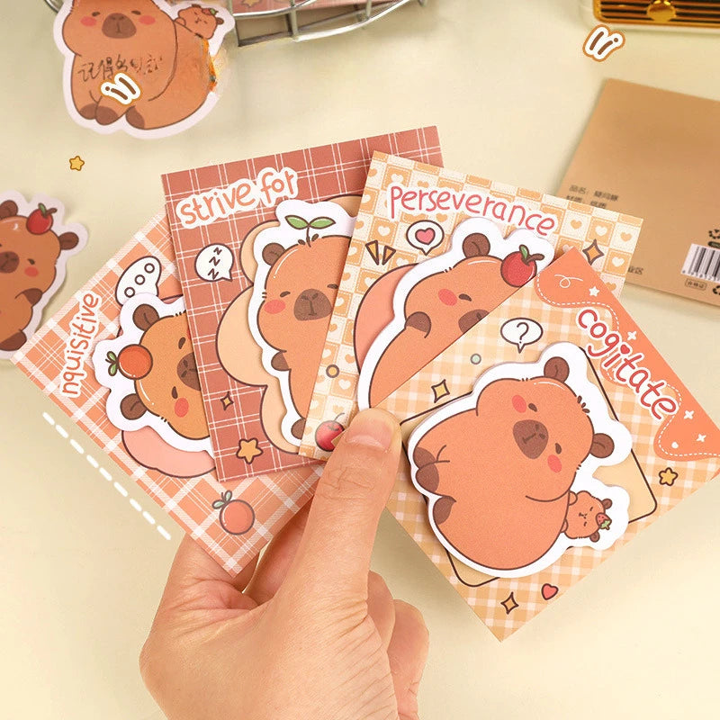 5Pcs/Lot Creative Capybara Memo Pad Cute Cartoon Sticky Notes Message Sticker Book Kawaii Writing Pads School Office Supplies Taj Home Store