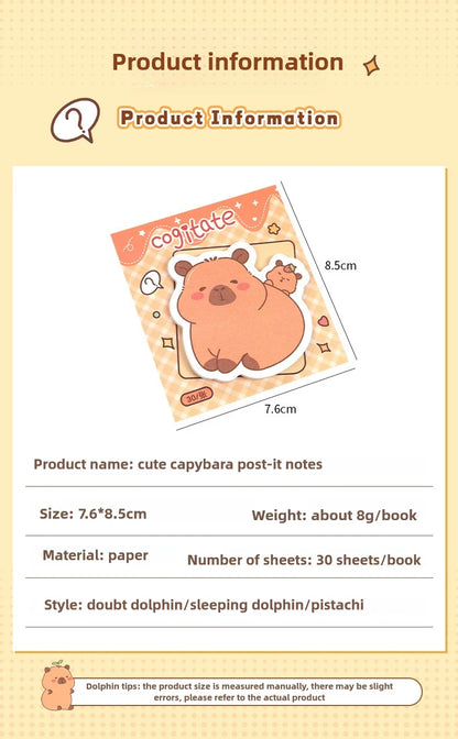5Pcs/Lot Creative Capybara Memo Pad Cute Cartoon Sticky Notes Message Sticker Book Kawaii Writing Pads School Office Supplies Taj Home Store