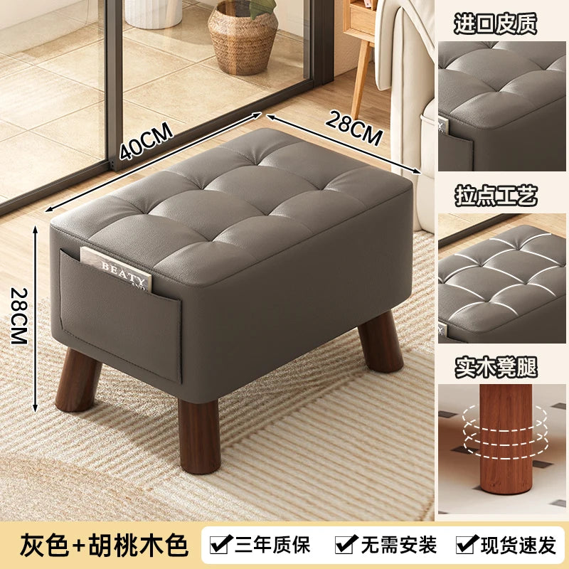 Home-use Small Stool, Living Room Minimalist Sofa Stool, Coffee Table Stool, Creative Leather Footstool, Square Stool, Small Taj Home Store