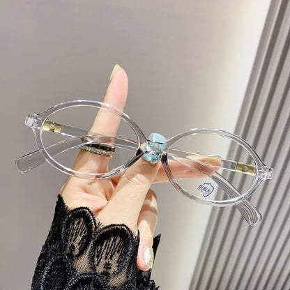 Elliptical Artistic Style Myopia Glasses Retro Small Frame Flat Lenses Ultra Light Finished Near Sight Eyewear Fashion Goggles Taj Home Store