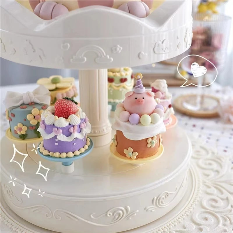 2-tier Automatic Rotating Cake Stand Sushi Dessert Cupcake Macaron Display Tray Wedding Birthday Party Supplies Cakes Turnables Taj Home Store