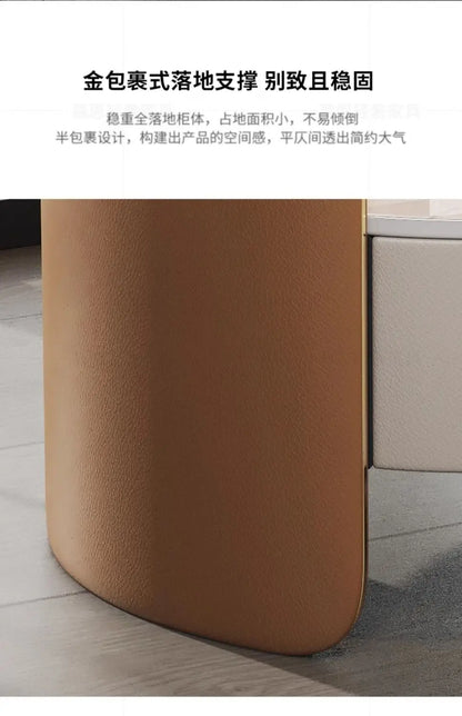 Modern Italian Round Bedside Table: Minimalist Design, Luxury &amp; High-End Storage for Home Bedrooms Taj Home Store