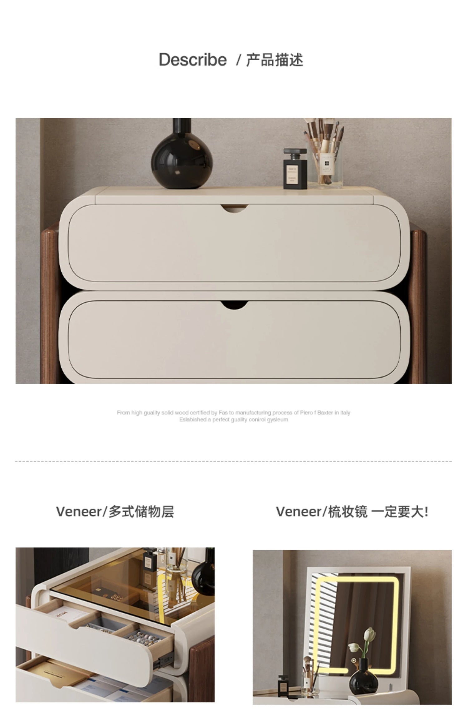 Dressing Table Bedroom Minimalist Design New Mini Bedside Table Storage Elegant Stylish Coiffeuse Maquillage Meuble Furniture Taj Home Store