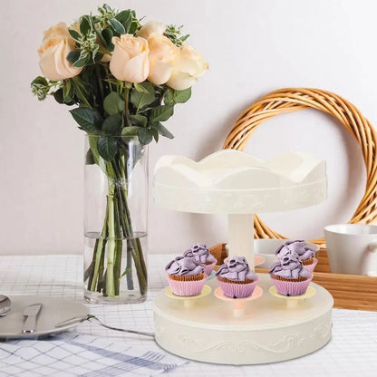 2-tier Automatic Rotating Cake Stand Sushi Dessert Cupcake Macaron Display Tray Wedding Birthday Party Supplies Cakes Turnables Taj Home Store