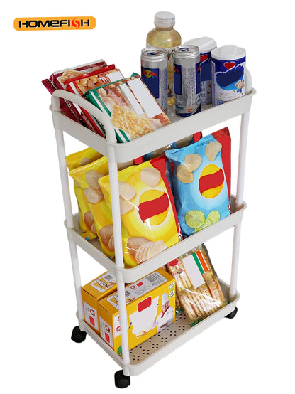 Household Multi-layer Small Cart Storage Rack Floor To Floor Kitchen Bedroom Bathroom Storage Rack Storage Rack With Wheels Taj Home Store