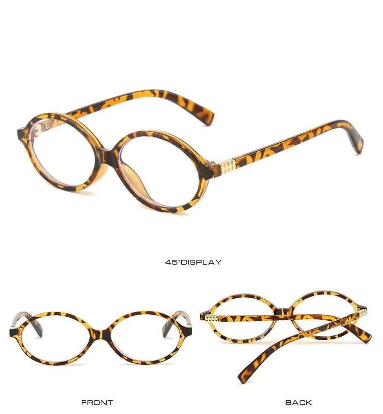 Elliptical Artistic Style Myopia Glasses Retro Small Frame Flat Lenses Ultra Light Finished Near Sight Eyewear Fashion Goggles Taj Home Store