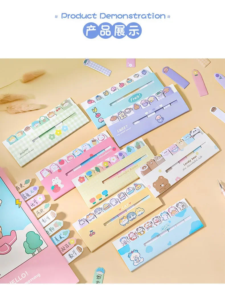 Creative Cute Cartoon Animal Index Stickers Stationery Notebook High Appearance Convenience Stickers Student Supplies Taj Home Store