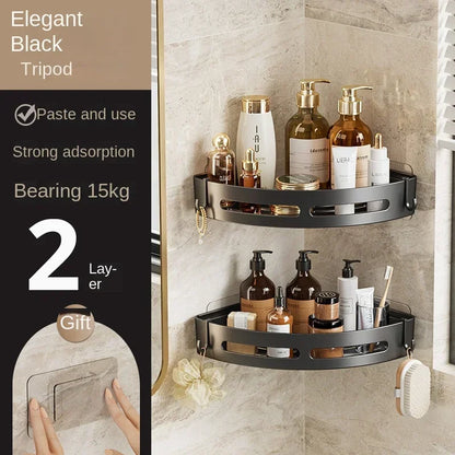 Bathroom Shelves Organizer No Punching Required Kitchen Corner Shelf Racks Shampoo Makeup Storage Holder Shower Towel Caddy Rack Taj Home Store
