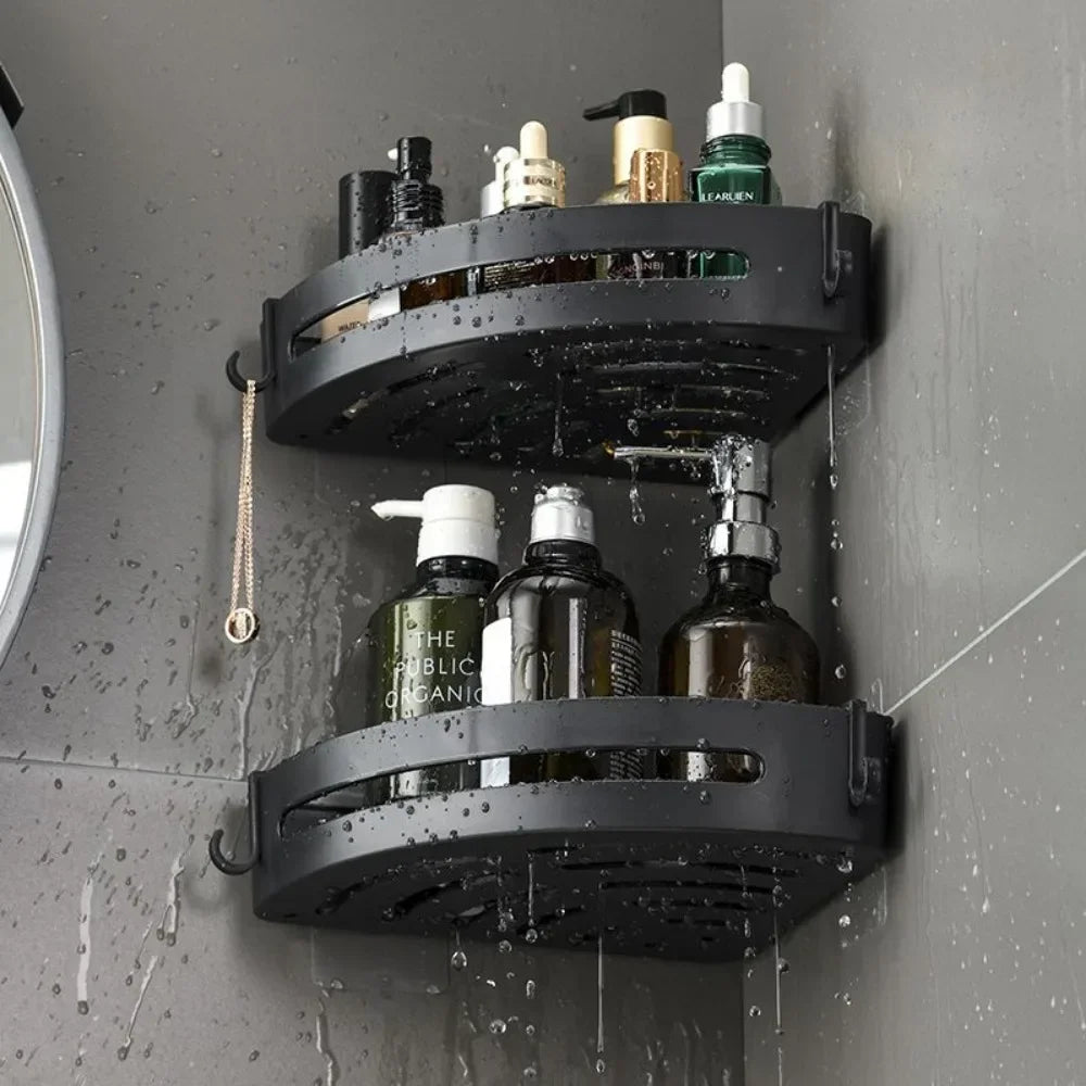 Bathroom Shelves Organizer No Punching Required Kitchen Corner Shelf Racks Shampoo Makeup Storage Holder Shower Towel Caddy Rack Taj Home Store