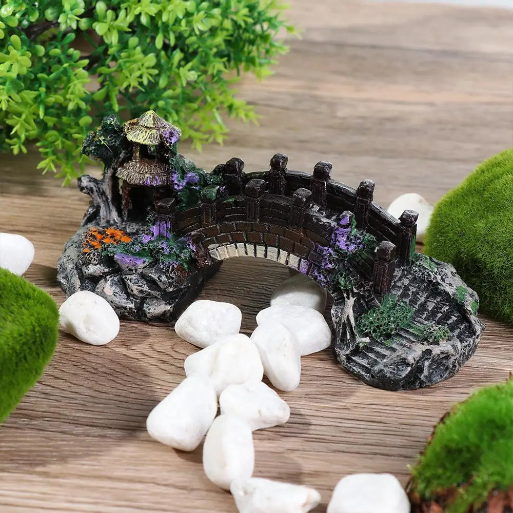 Aquarium Accessories Arbor Tree Plant Fake Landscaping Fish Tank Ornament Artificial Bridge Rockery Resin Aquarium Ornaments Taj Home Store