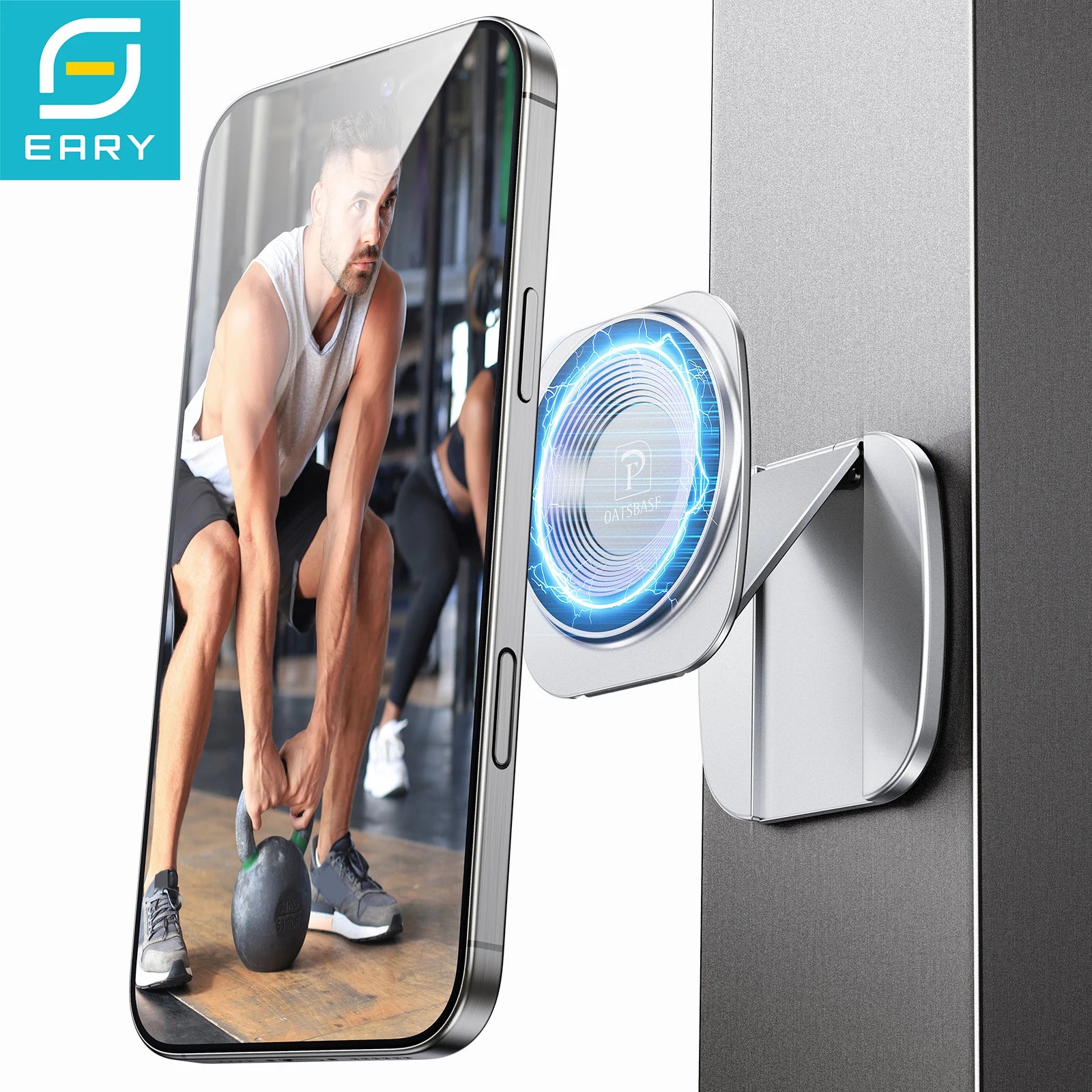 Eary Gym Magnetic Phone Holder Mount For Wall Portable Aluminum Metal Stand With Foldable Pocket Size Gym Essentials Accessories Taj Home Store