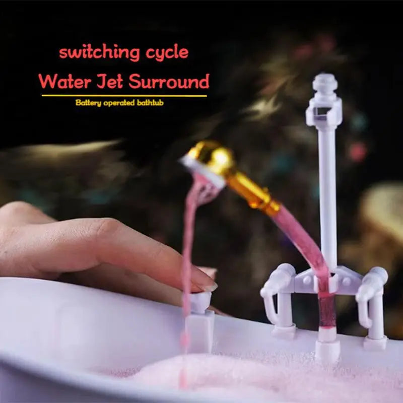 Bathroom Set For Dolls Miniature Dollhouse Furniture Mini Bathtub Electric Toy Powered Bath Play Game DIY Toy Taj Home Store