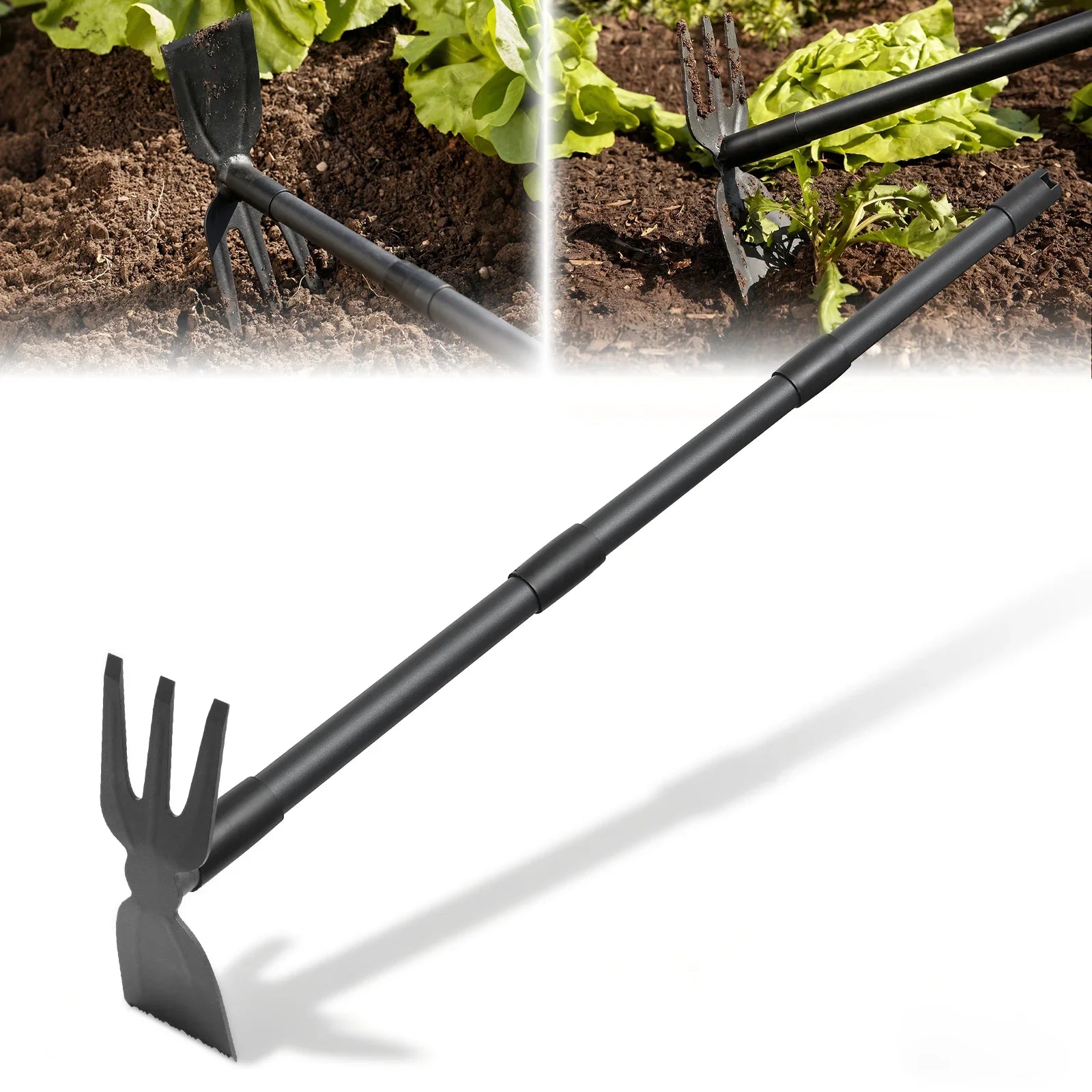 Weed Puller Tool with 45.5" Long Handle, 2 in 1 Small Garden Weeding Hoe &amp; Rake, Handheld Stand Up Hoe Garden Tool for Lawn, Gar Taj Home Store
