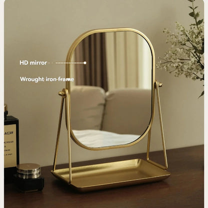 Rotating makeup mirror, light luxury style desktop with chassis, can store large makeup mirror, home dressing table mirror Taj Home Store