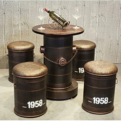 Retro Industrial Bar Stool with Heavy Duty Metal Frame &amp; Leather Bucket Seat,Vintage Style Home Bar Pub Furniture, Easy Assembly Taj Home Store