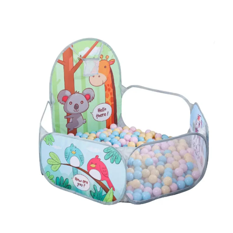 120cm Hexagon Children Ball Pool with Basketball Hoop Portable Foldable Kid Playpen Playground Gym Play Mat Baby Sport Education Taj Home Store