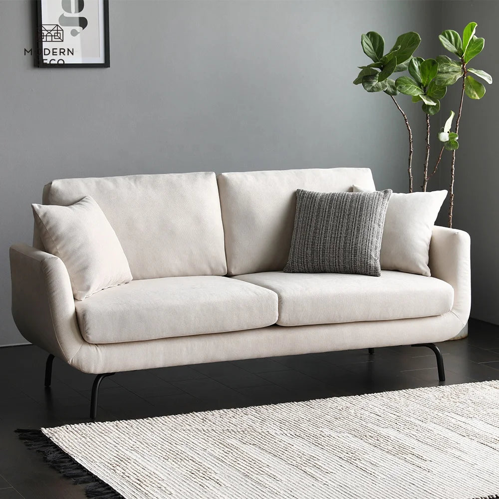 Furniture White Living Room 2 Seater Modern Nordic Scandinavian Upholstery Small Comfy High Quality Taj Home Store