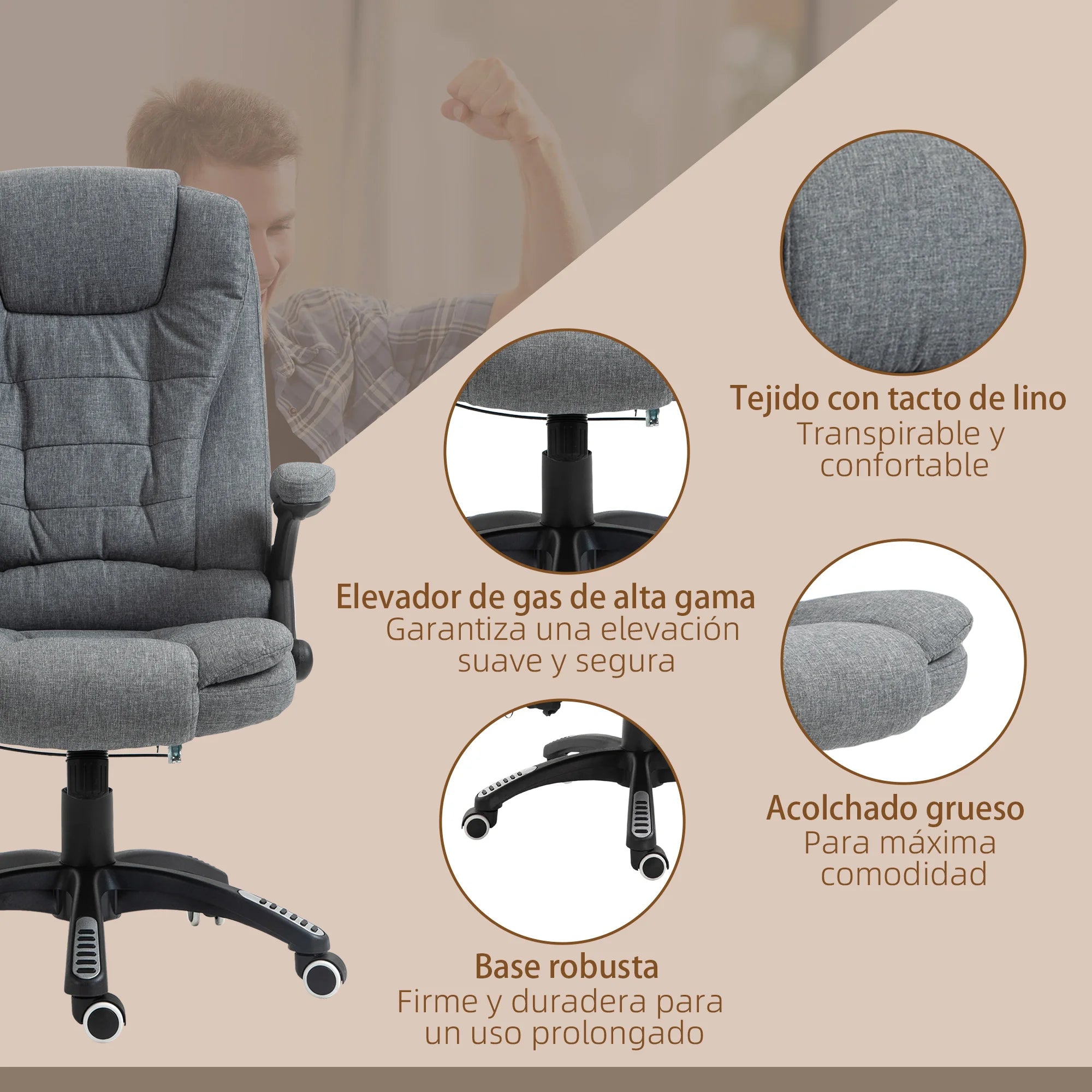 Vinsetto Reclining Massage Chair with 6 Massage Points 68X72X110-120Cm Taj Home Store