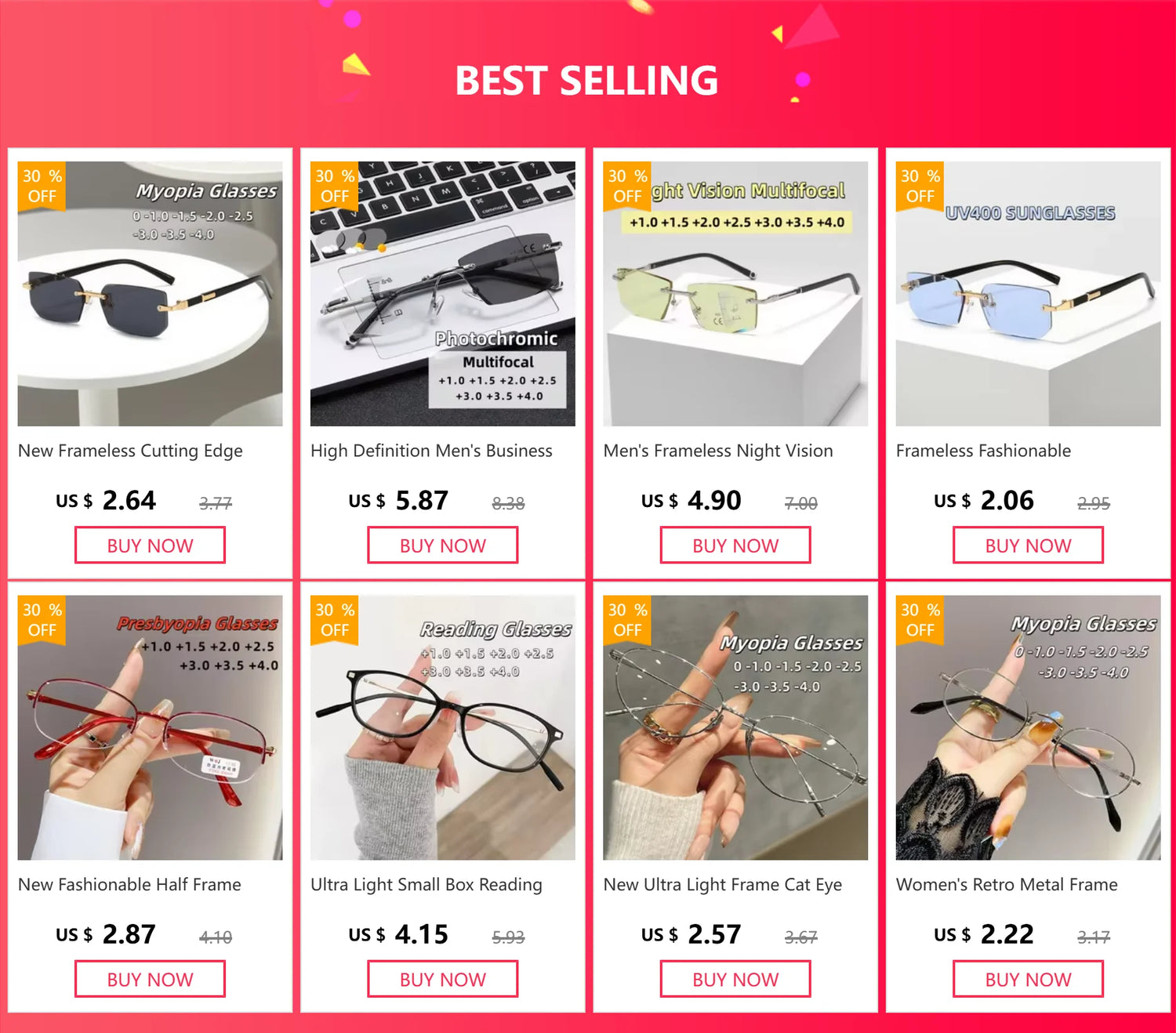 Business High-end Near Sight Glasses Trendy Photochromic Edgeless Frameless Myopia Glasses Small Square Color Change Eyewear Taj Home Store