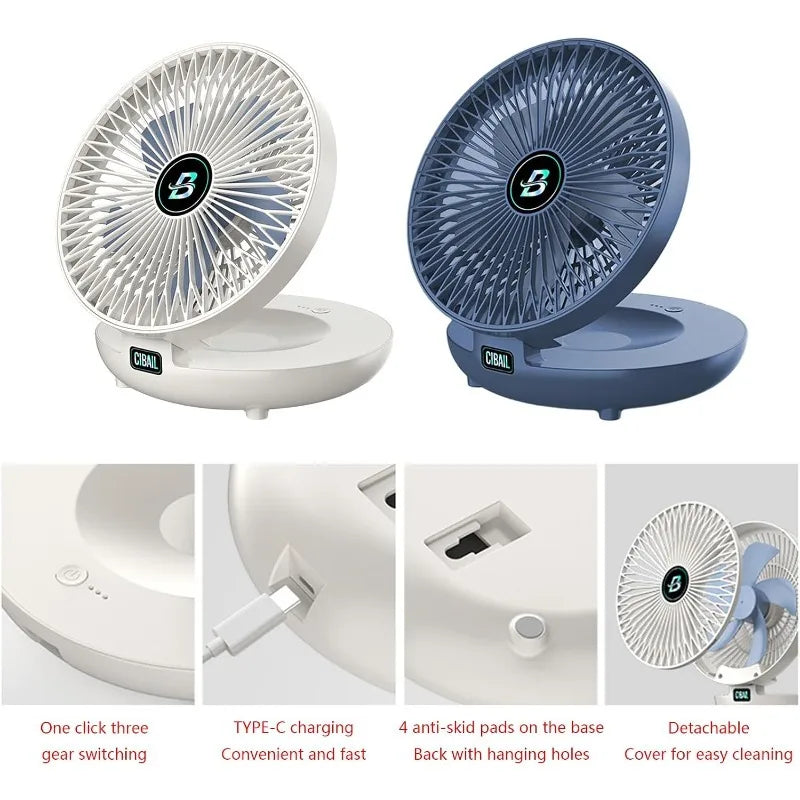 Fans, Portable Deformable Fan USB Rechargeable Quiet Pocket Cooling for Office Outdoor Home Travel Folding Small Hand Fan Taj Home Store