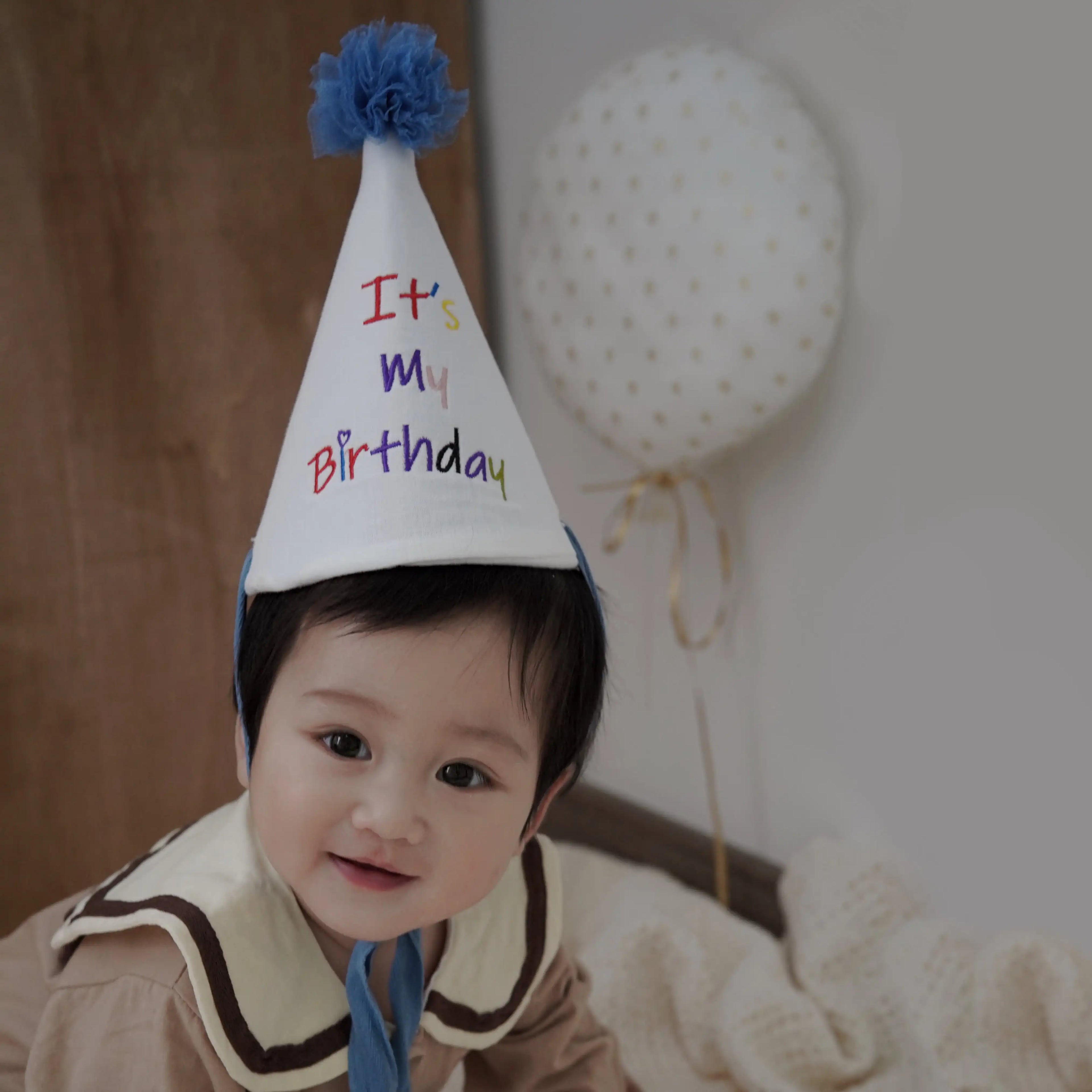 Kids Birthday Party Hat - Safe Soft Photo Prop Cap for Xmas Baby Shower, Adjustable Toddler Headband Taj Home Store