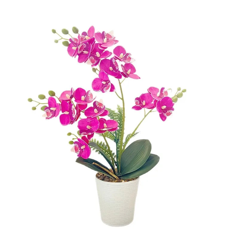 Vine Woven Stone Pot Simulation 21 Butterfly Orchid Potted Plants Feel Film Fake Flowers Office Decoration Ornaments Taj Home Store