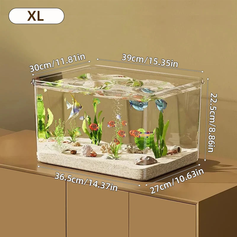 Transparent Aquarium Creative Desktop Fish Tank for Office Home Decor Rectangular(Bare Tank, No Scenery or Stones Included) Taj Home Store