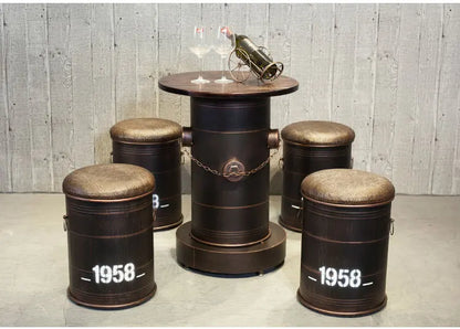 Retro Industrial Bar Stool with Heavy Duty Metal Frame &amp; Leather Bucket Seat,Vintage Style Home Bar Pub Furniture, Easy Assembly Taj Home Store