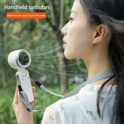 Handheld Fan Mini High-speed Digital Display Portable Desktop Usb Charging Hanging Camping Violent Turbo Fan Taj Home Store