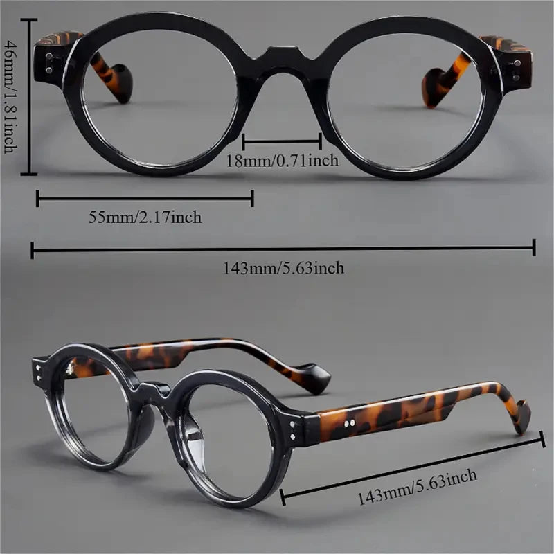 A set of 2 vintage round and square reading glasses, suitable for both men and women, designed to assist with presbyopia Taj Home Store