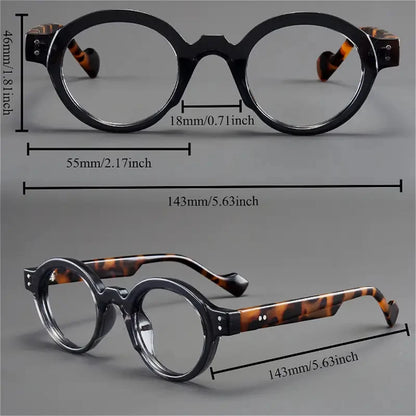 A set of 2 vintage round and square reading glasses, suitable for both men and women, designed to assist with presbyopia Taj Home Store