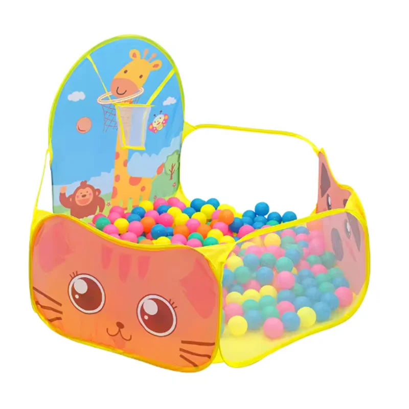 120cm Hexagon Children Ball Pool with Basketball Hoop Portable Foldable Kid Playpen Playground Gym Play Mat Baby Sport Education Taj Home Store