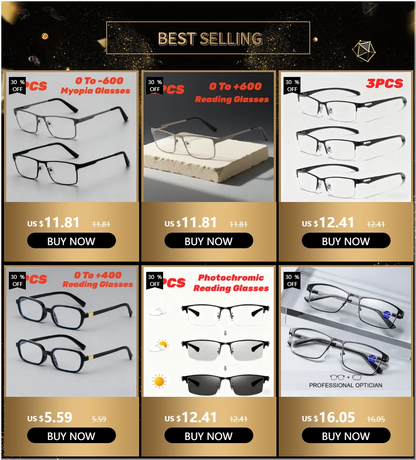 Men Square Metal Large Frame Myopia Glasses Spring Leg Elderly Near Sight Eyewear Blue Light Blocking Eye Protection Eyeglasses Taj Home Store