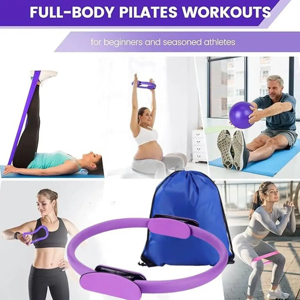 Pilates Ring Set 13 Pcs - Home Gym Equipment for Strength Training, Toning &amp; Stretching incl. Yoga Accessories - All Levels Taj Home Store