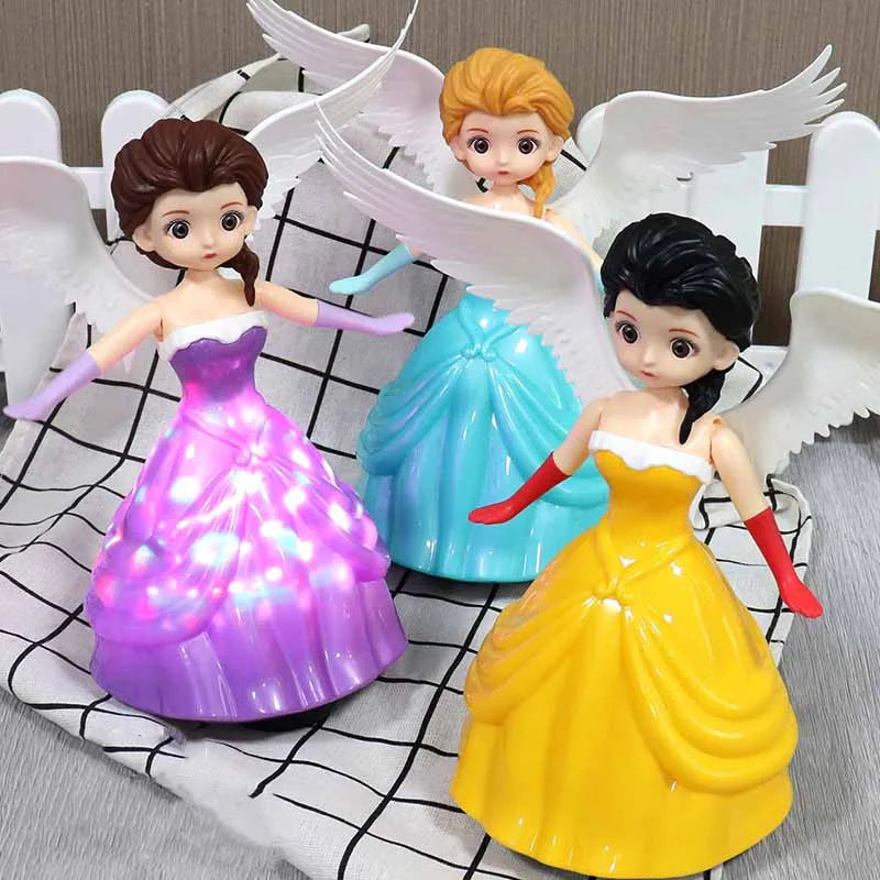 Kids Electric Toys Cute Angel Girl Princess Doll Gimbal Will Dancing Toy With Lights Music Interactive Light-emitting Toy Gifts Taj Home Store