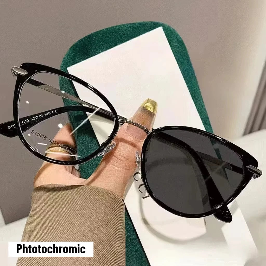 2025 Fashion Cat Eye Photochromic Myopia Glasses for Women Outdoor Color Changing UV Protection Sunglasses Near Sight Eyeglasses Taj Home Store