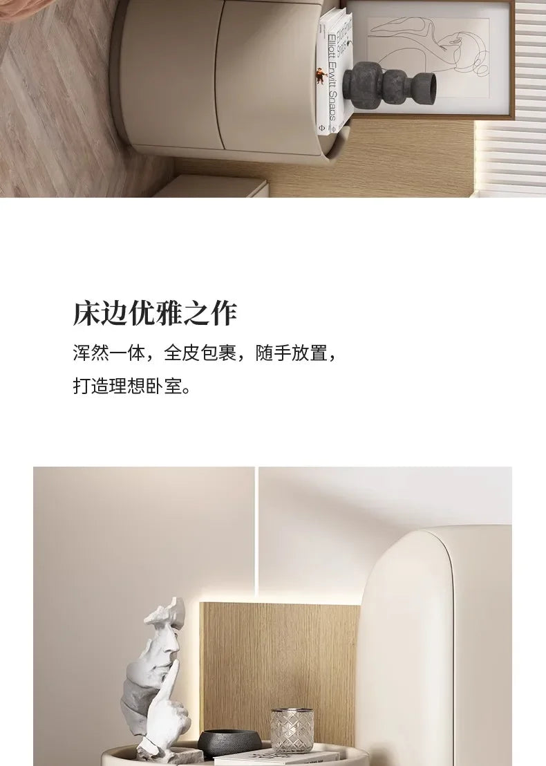 Home Living Room Sofa Side Cabinet, Creative Round Solid Wood Bedside Table, New Simple Modern Small Bedroom Storage Cabinet Taj Home Store