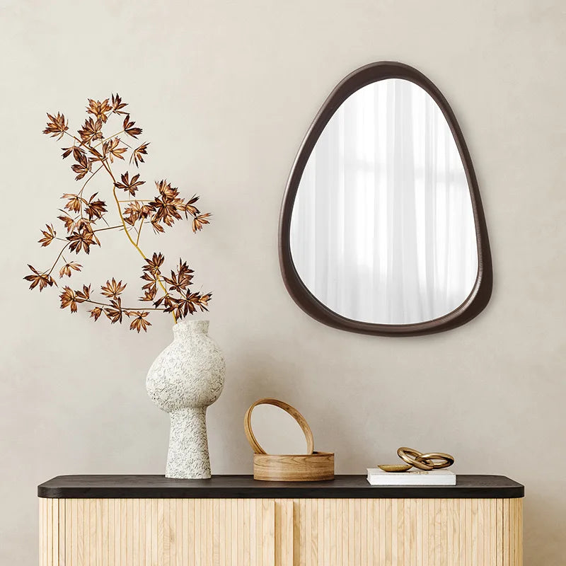  Irregular Wall Mirror, 15 * 10 inch Asymmetrical Wood Mirrors, Small Wall Mirror, Hanging Vertically and Horizontally. Mirrors Taj Home Store