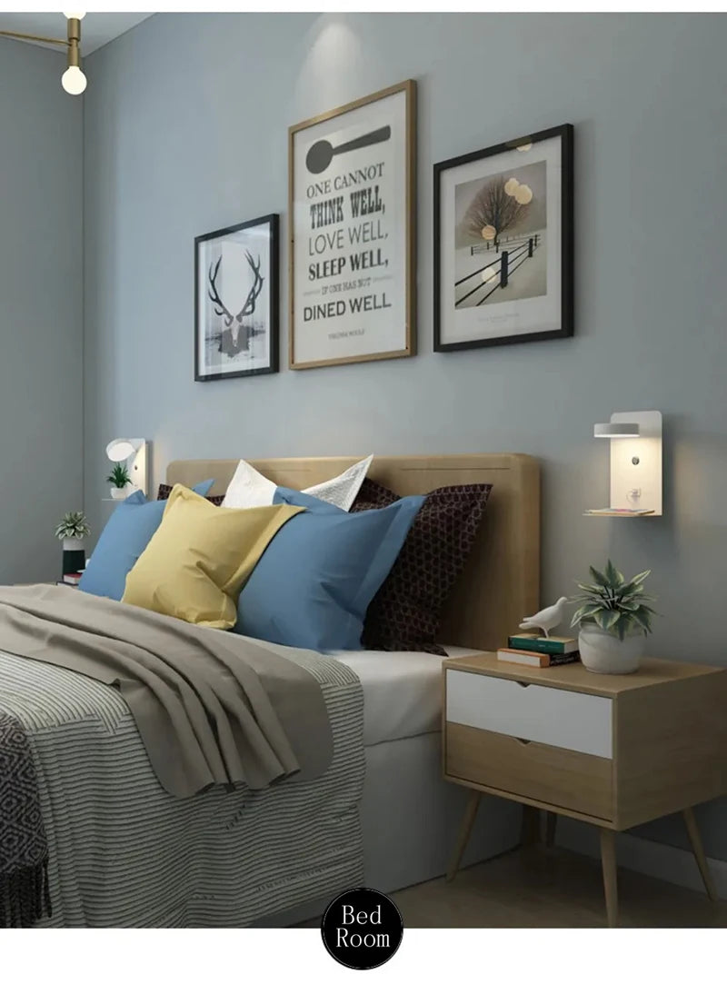Bedroom Led Wall Lamps with USB Charge Wall Light Indoor Lamp for Living Room Decor Wall Panels with Switch Aisle Modern Sconce Taj Home Store