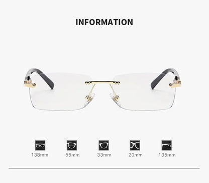 Business High-end Near Sight Glasses Trendy Photochromic Edgeless Frameless Myopia Glasses Small Square Color Change Eyewear Taj Home Store