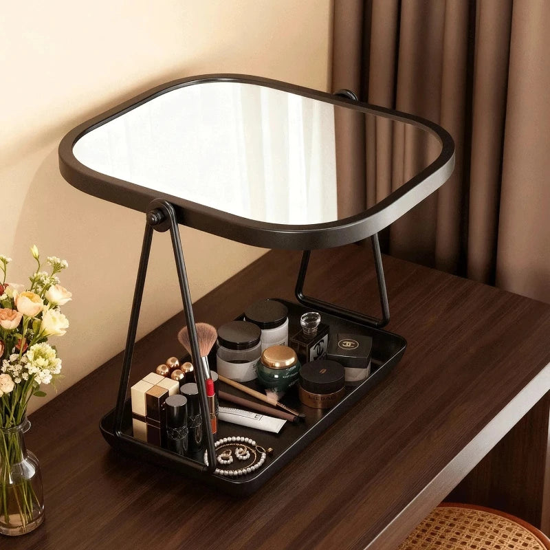 Rotating makeup mirror, light luxury style desktop with chassis, can store large makeup mirror, home dressing table mirror Taj Home Store