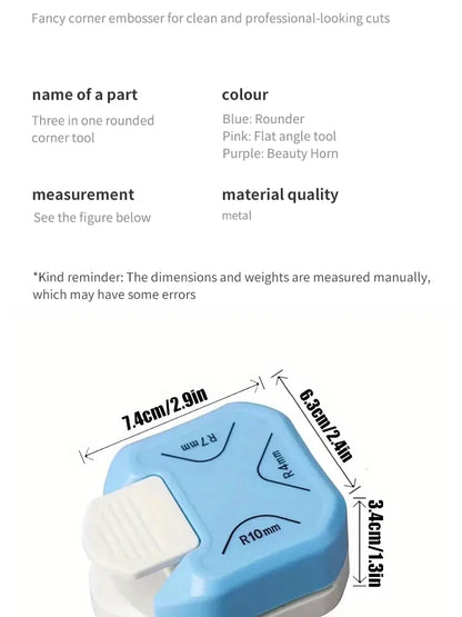 Three-in-one Corner Rounders Corner Embosser Corner Cutter, DIY Photo Card Business Card Cutter round Cutter Paper Cutter Taj Home Store